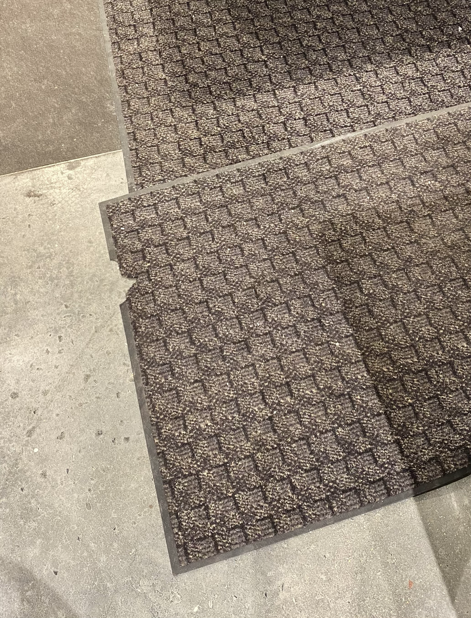 Damaged mat ready for evaluation